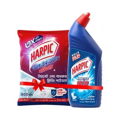 Harpic Liquid Toilet Cleaner 750 ml & Harpic All-In-One Toilet & Bathroom Cleaning Powder (400 gm) (Combo Offer) 2 pcs