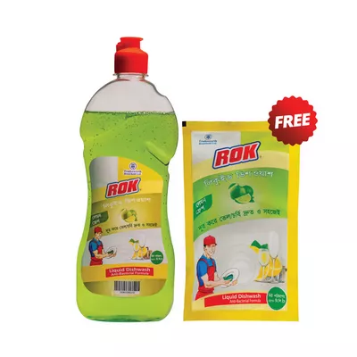 Rok Lemon Liquid Dishwash (Free Dishwash Refill 250 ml) (750 ml)